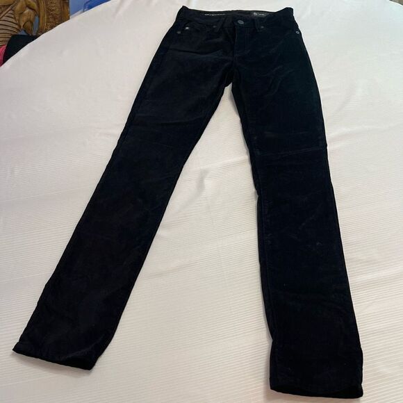 NWT Adriano Goldschmied Black Velvet Mari High Rise Slim Straight Pants Size 24 - Picture 1 of 13